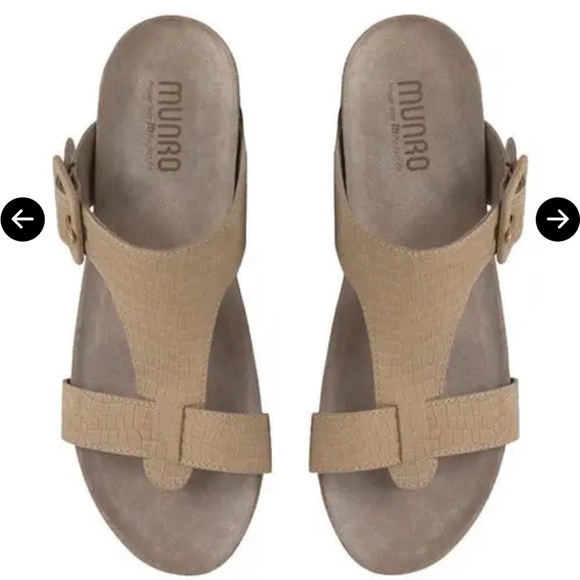 Munro Ronda T-Strap Wedge Sandal Tan Croc size 6.5WW (wide fit) - Picture 2 of 10